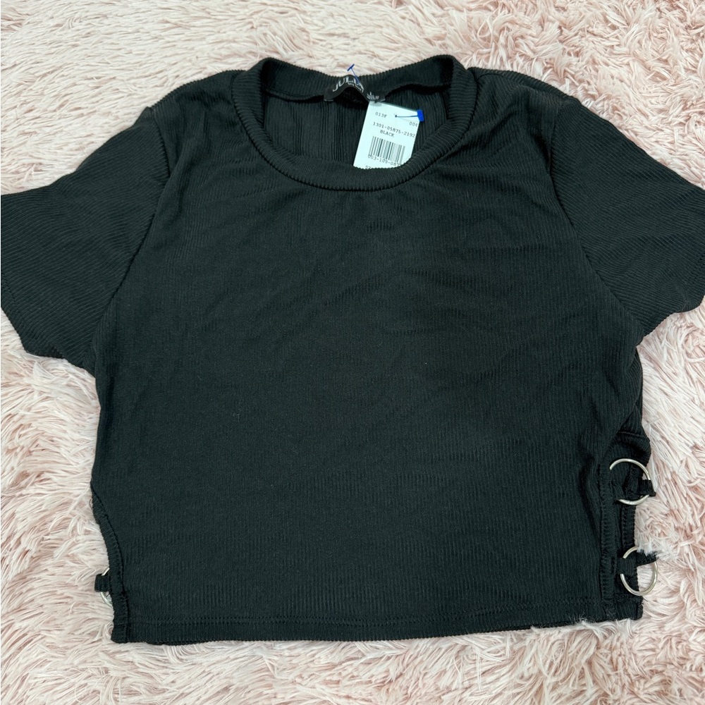 Black Crop Top with Cut Out Details